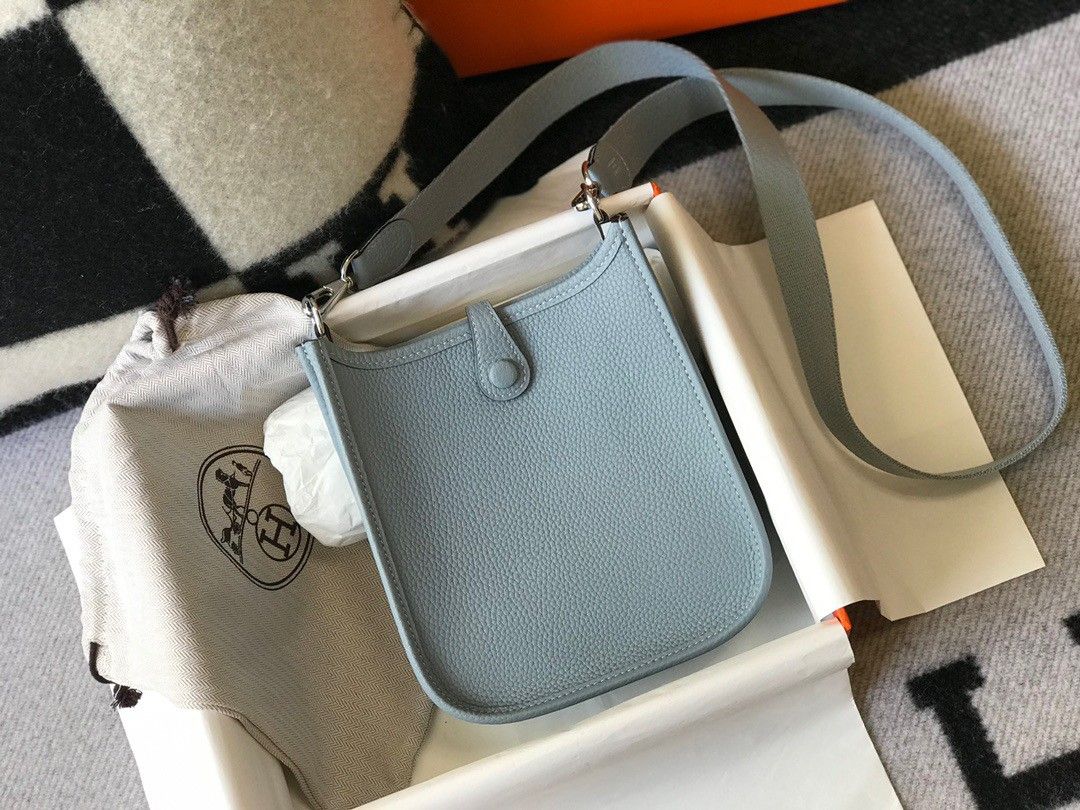 Hermes Evelyne III Mini Bag In Blue Lin Clemence Leather