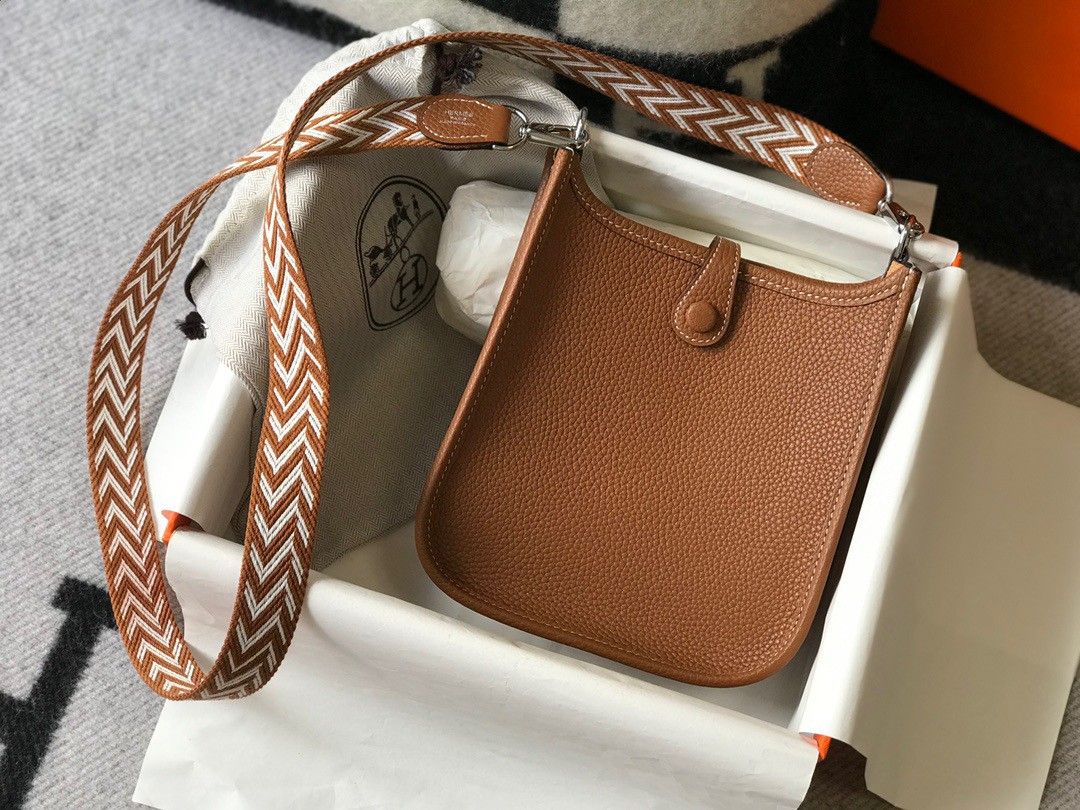 Hermes Evelyne III Mini Bag In Gold Clemence Leather