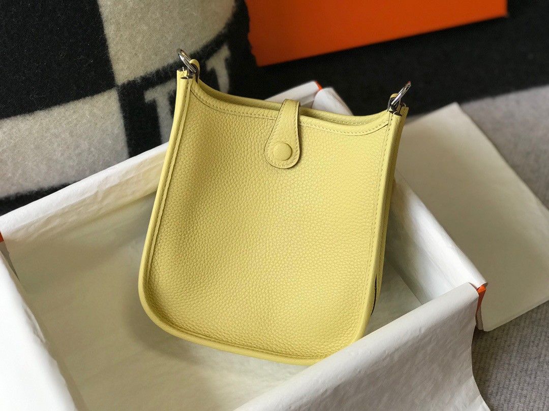 Hermes Evelyne III Mini Bag In Jaune Poussin Clemence Leather