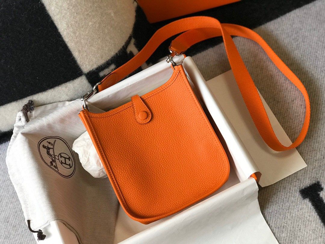 Hermes Evelyne III Mini Bag In Orange Clemence Leather