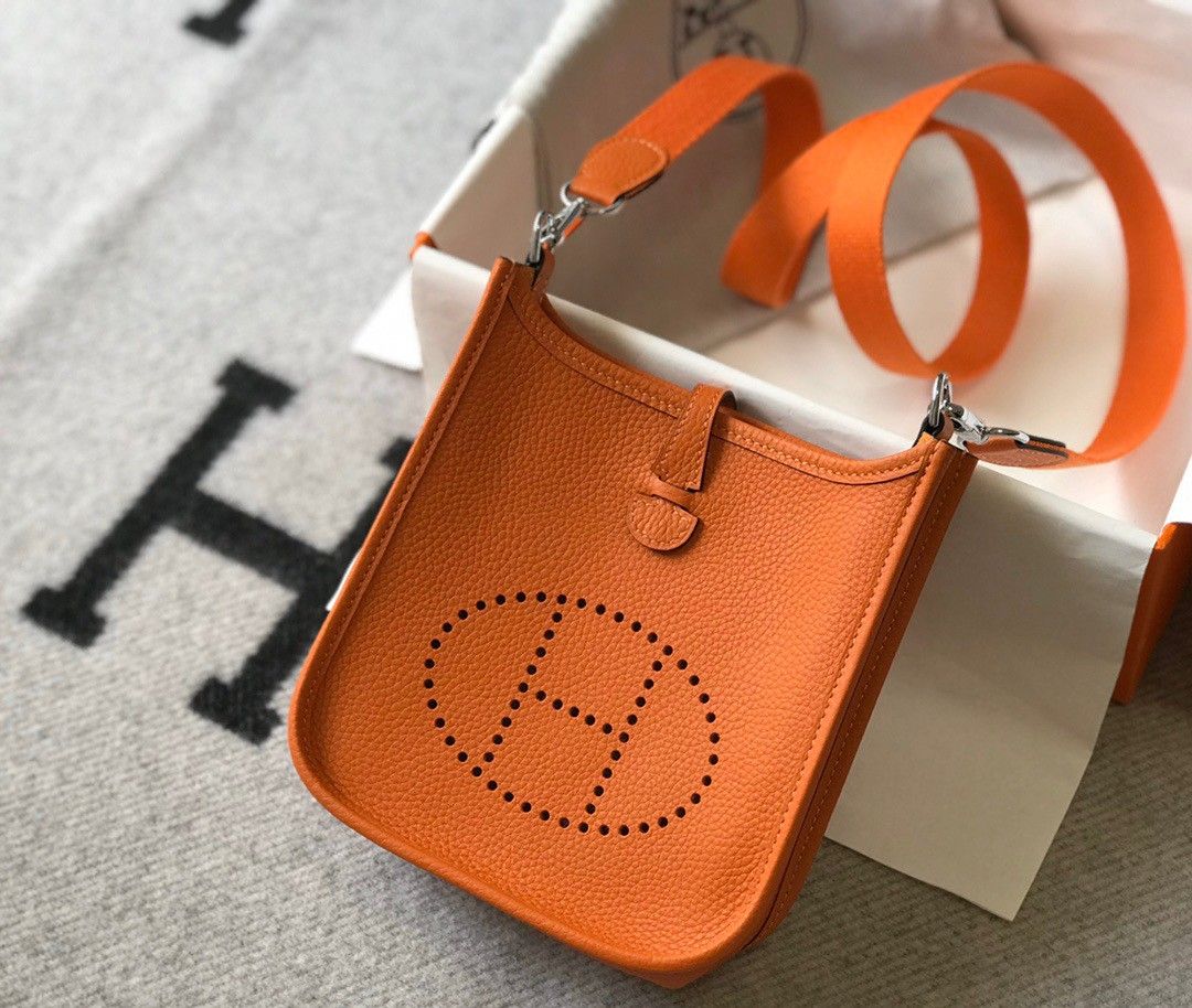 Hermes Evelyne III Mini Bag In Orange Clemence Leather