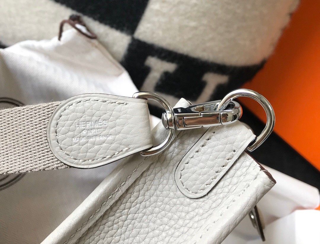 Hermes Evelyne III Mini Bag In Pearl Grey Clemence Leather