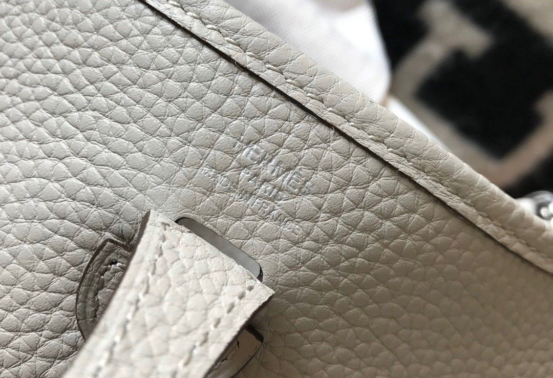 Hermes Evelyne III Mini Bag In Pearl Grey Clemence Leather