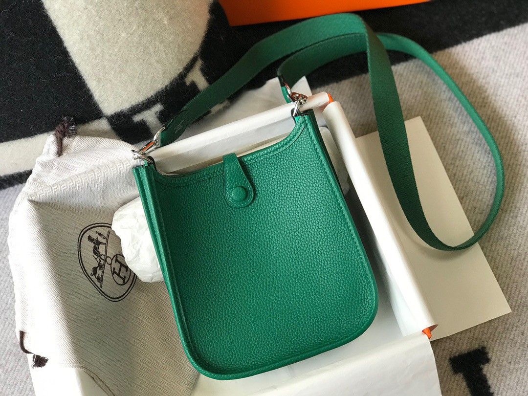 Hermes Evelyne III Mini Bag In Vert Vertigo Clemence Leather