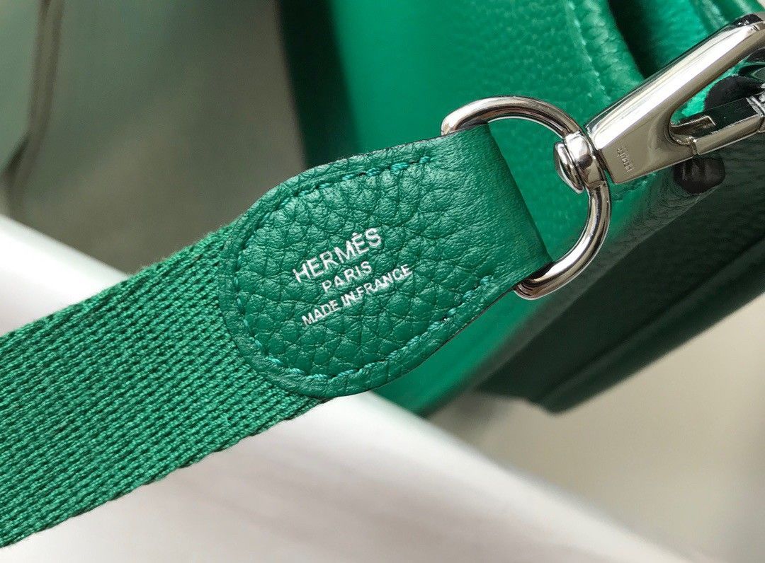 Hermes Evelyne III Mini Bag In Vert Vertigo Clemence Leather