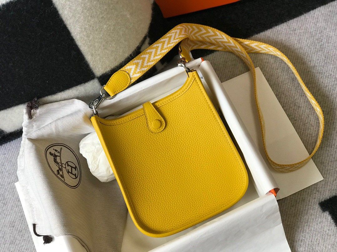 Hermes Evelyne III Mini Bag In Yellow Clemence Leather