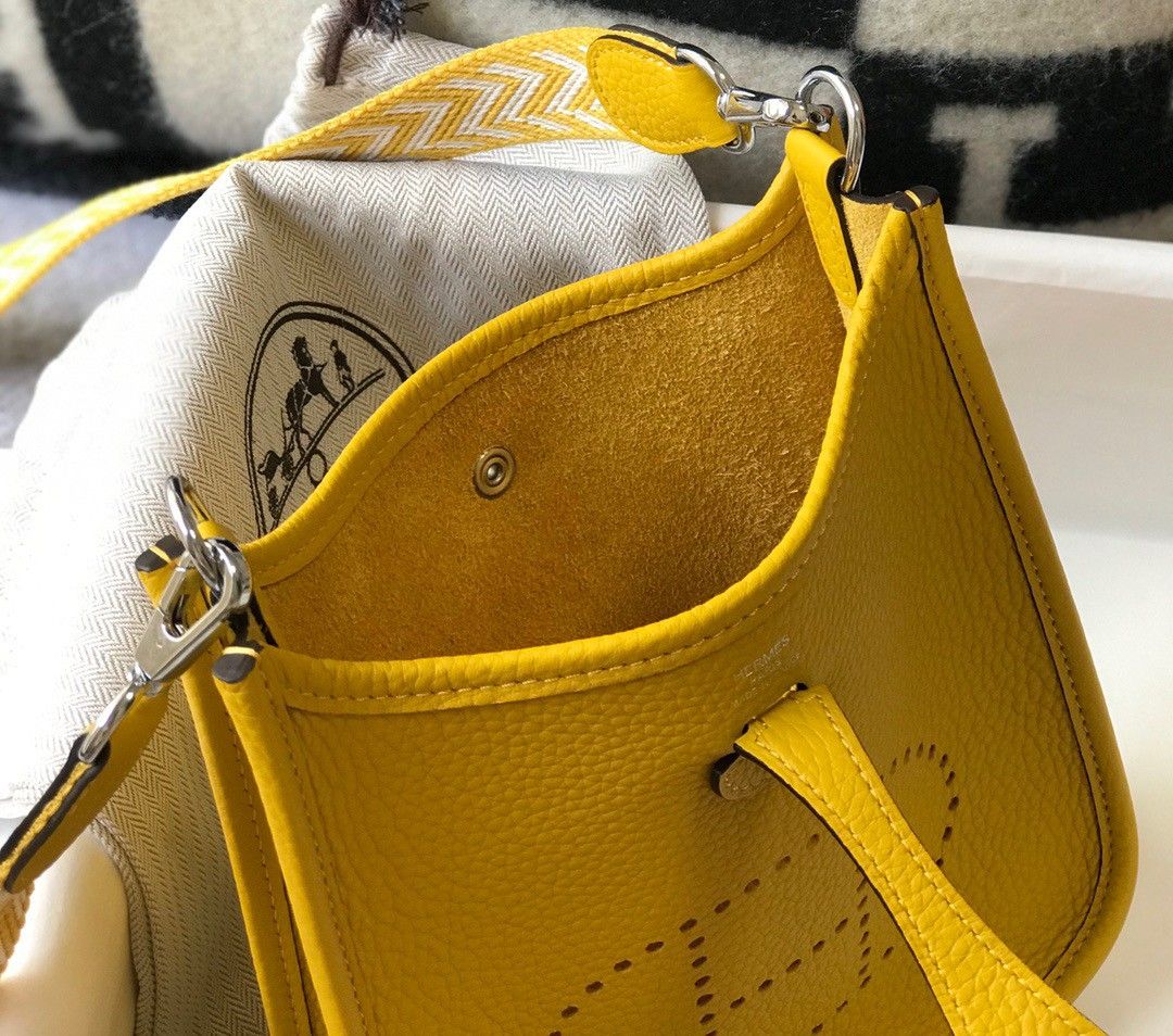 Hermes Evelyne III Mini Bag In Yellow Clemence Leather