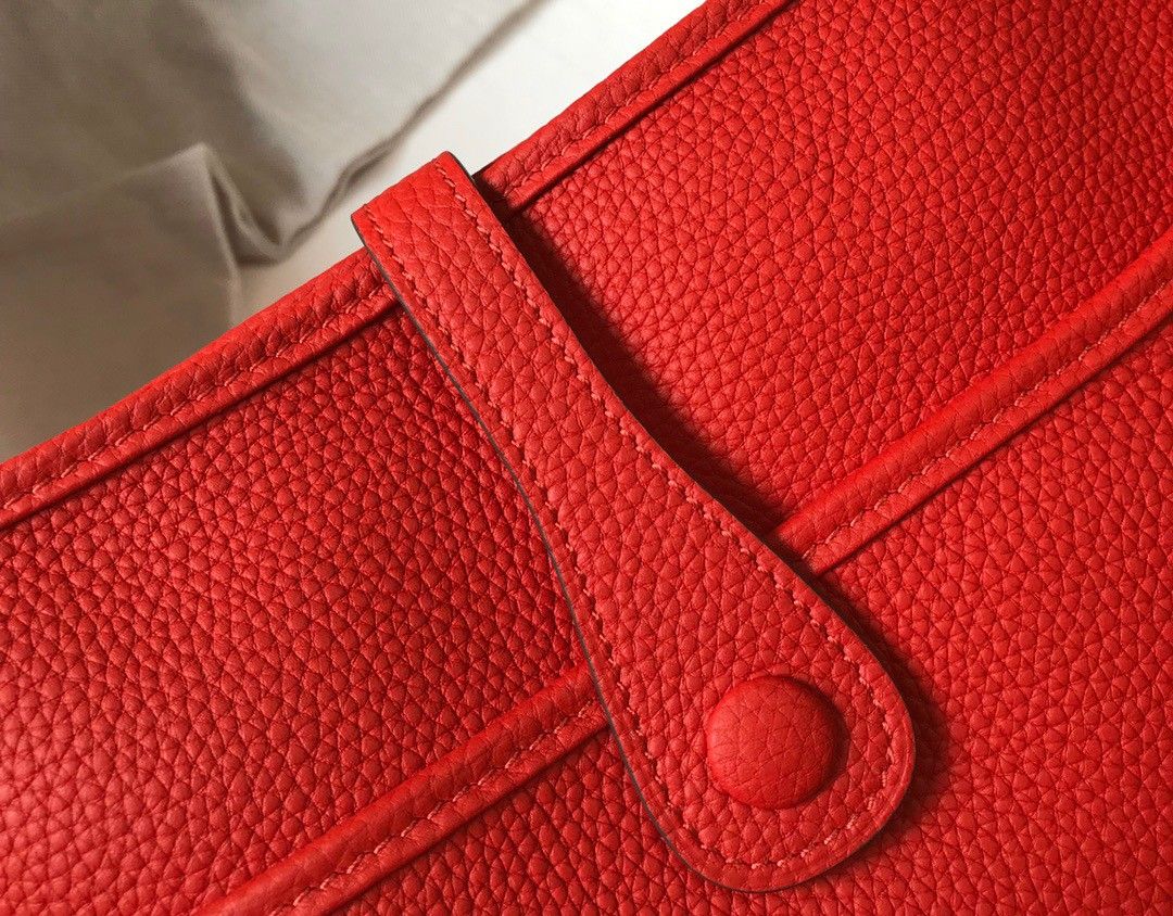 Hermes Evelyne III 29 Bag In Red Clemence Leather