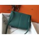 Hermes Halzan 31cm Bag In Malachite Clemence Leather