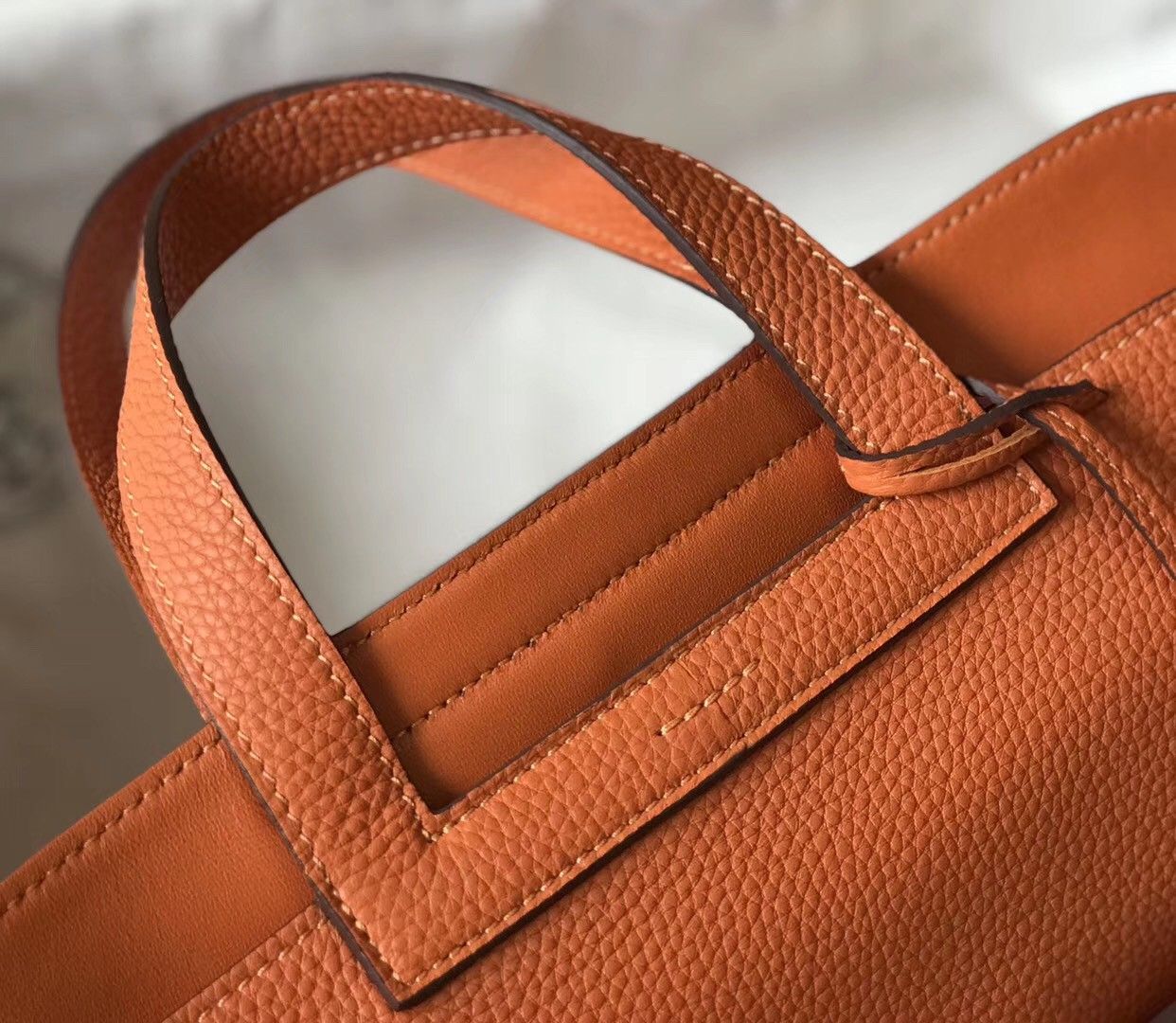 Hermes Halzan 31cm Bag In Orange Clemence Leather