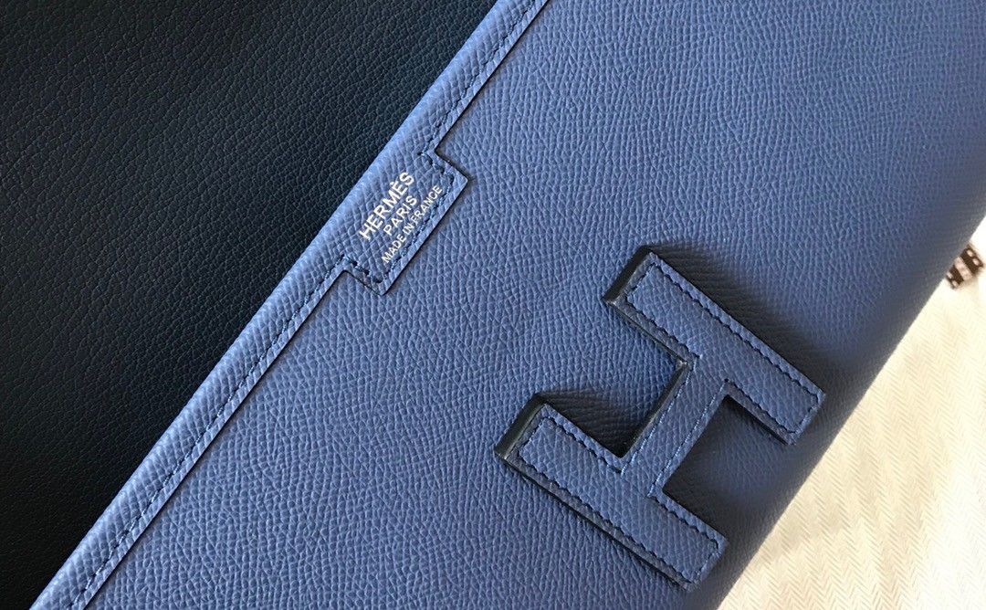 Hermes Jige Elan 29 Clutch Bag In Blue Agate Epsom Leather