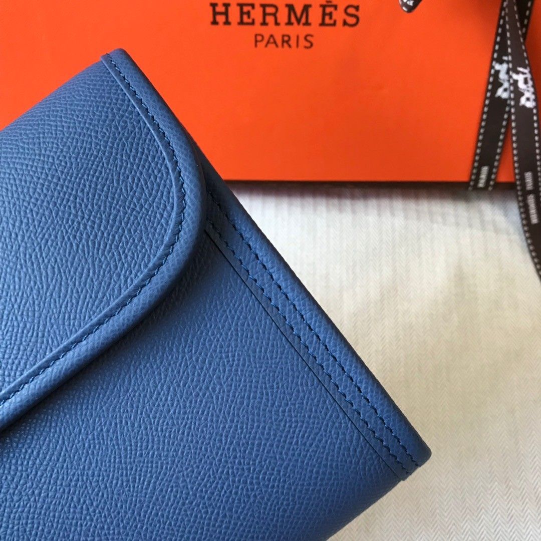 Hermes Jige Elan 29 Clutch Bag In Blue Agate Epsom Leather