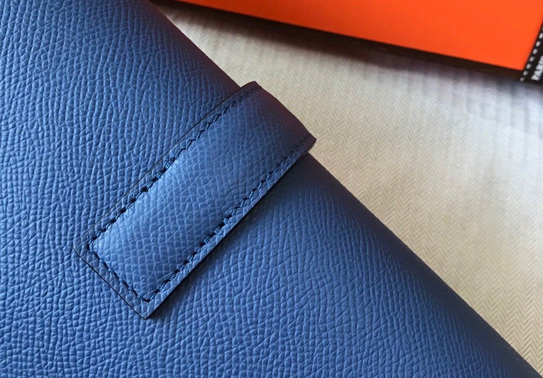 Hermes Jige Elan 29 Clutch Bag In Blue Agate Epsom Leather