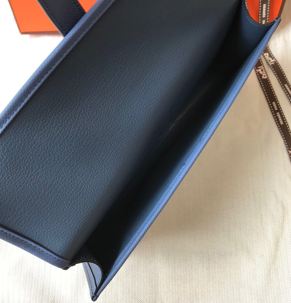 Hermes Jige Elan 29 Clutch Bag In Blue Agate Epsom Leather