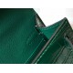 Hermes Kelly Mini II Sellier Bag In Green Crocodile Embossed Leather