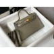 Hermes Kelly Mini II Sellier Bag In Taupe Crocodile Embossed Leather