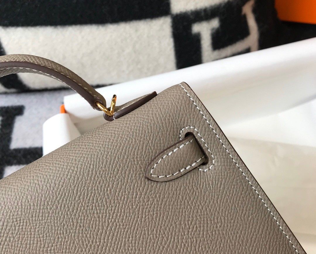 Hermes Kelly Mini II Sellier Bag In Gris Asphalt Epsom Leather