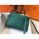 Hermes Kelly Mini II Sellier Bag In Vert Vertigo Epsom Leather