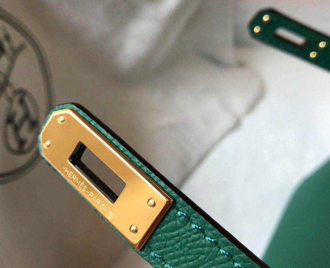 Hermes Kelly Mini II Sellier Bag In Vert Vertigo Epsom Leather