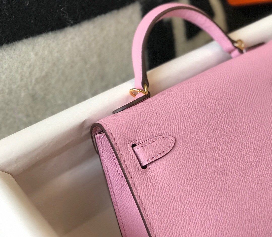 Hermes Kelly Mini II Sellier Bag In Mauve Sylvestre Epsom Leather