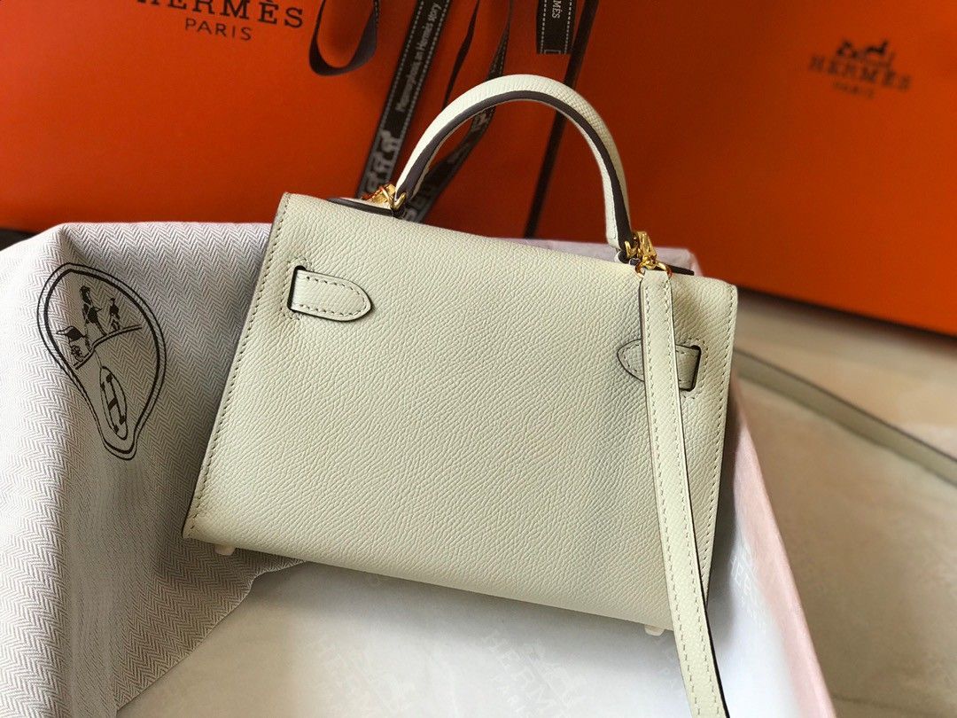 Hermes Kelly Mini II Sellier Bag In Beton Epsom Leather GHW