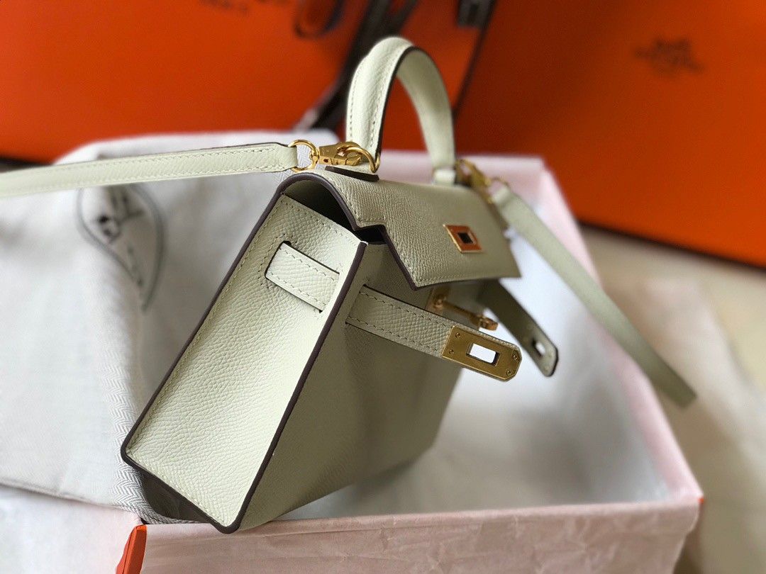 Hermes Kelly Mini II Sellier Bag In Beton Epsom Leather GHW