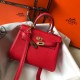 Hermes Kelly 20cm Bag In Red Clemence Leather GHW