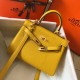 Hermes Kelly 20cm Bag In Yellow Clemence Leather GHW