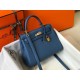 Hermes Kelly 25cm Retourne Bag in Blue Agate Clemence Leather GHW