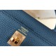 Hermes Kelly 25cm Retourne Bag in Blue Agate Clemence Leather GHW