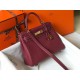 Hermes Kelly 25cm Retourne Bag in Bordeaux Clemence Leather GHW