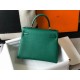 Hermes Kelly 25cm Retourne Bag in Malachite Clemence Leather GHW