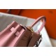 Hermes Kelly 25cm Retourne Bag in Pink Clemence Leather GHW