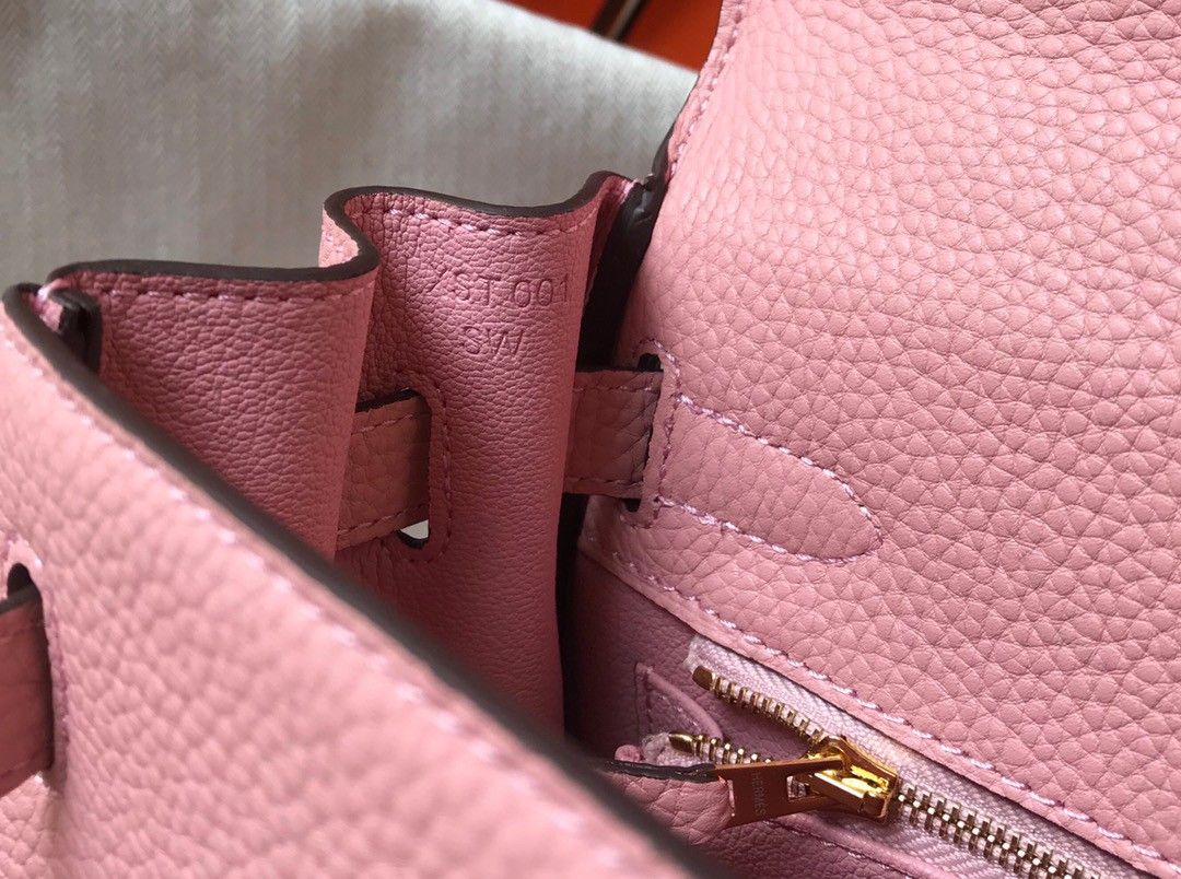 Hermes Kelly 25cm Retourne Bag in Pink Clemence Leather GHW