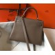 Hermes Kelly 25cm Retourne Bag in Taupe Clemence Leather GHW