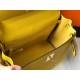 Hermes Kelly 25cm Retourne Bag in Jaune Ambre Clemence Leather GHW