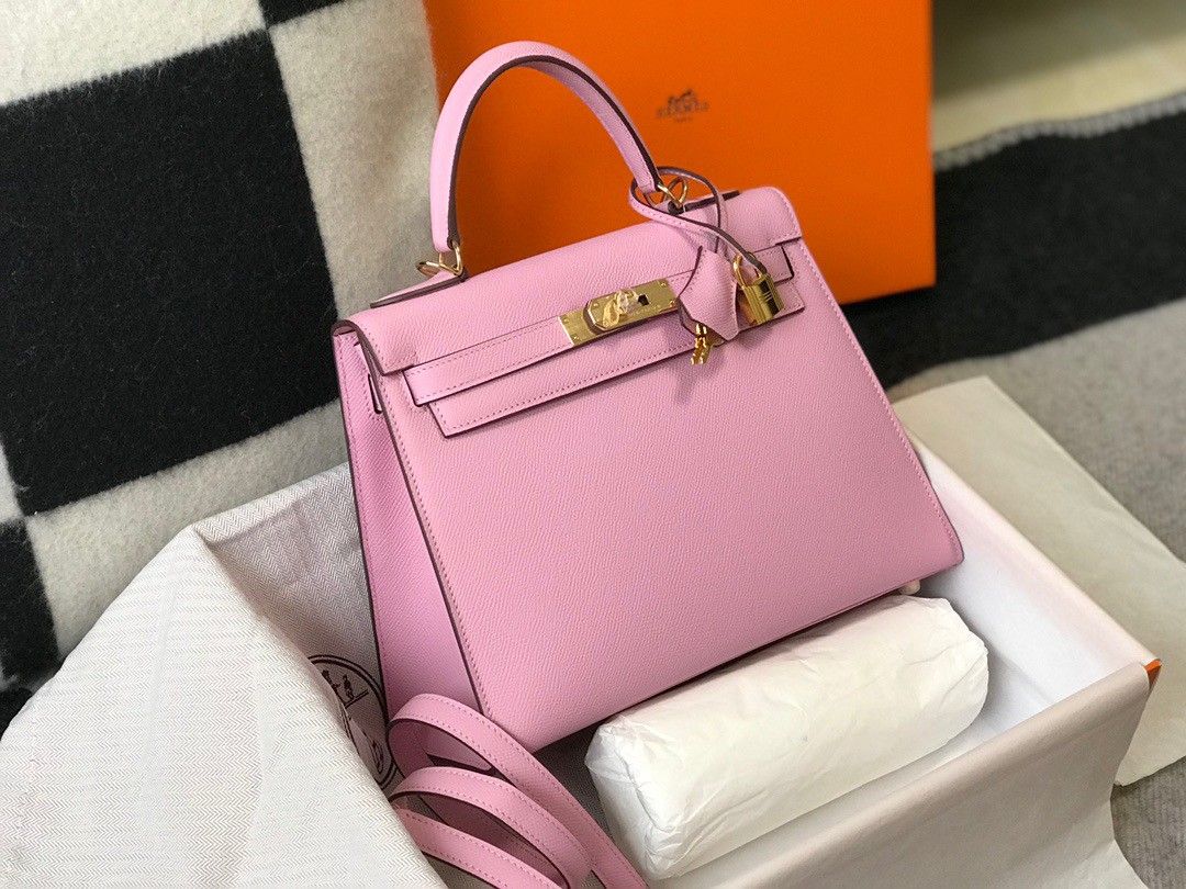 Hermes Kelly 25cm Sellier Bag in Mauve Sylvestre Epsom Calfskin GHW