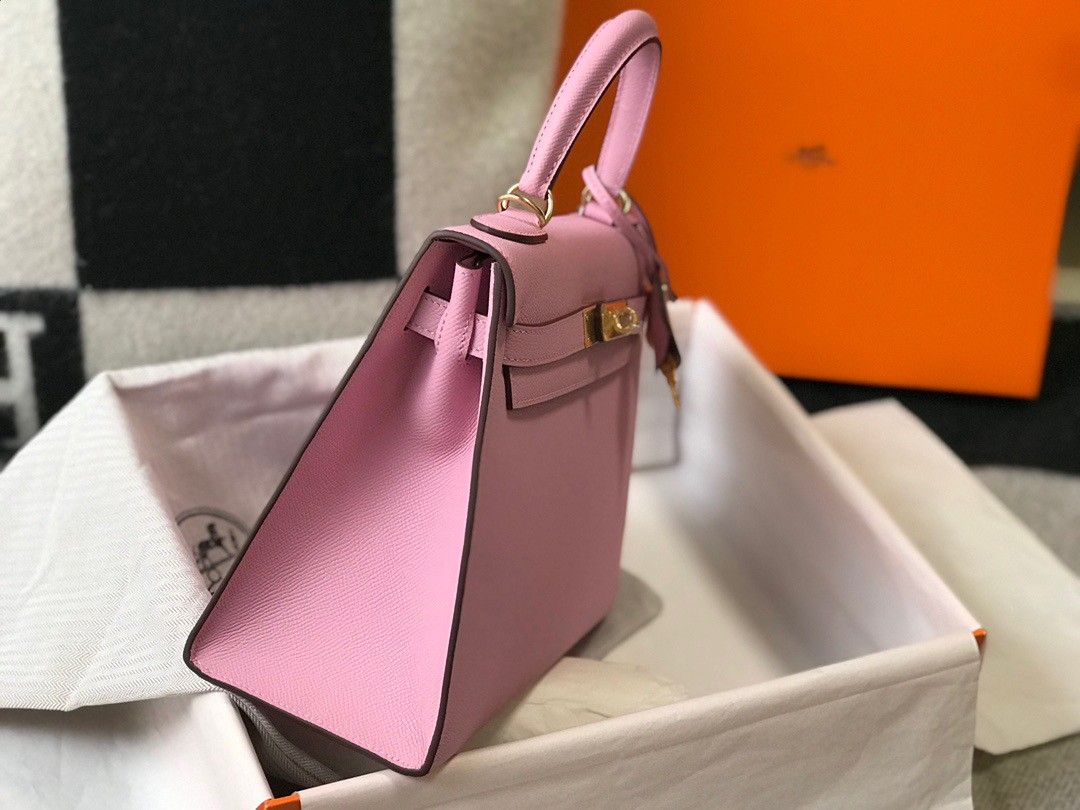 Hermes Kelly 25cm Sellier Bag in Mauve Sylvestre Epsom Calfskin GHW