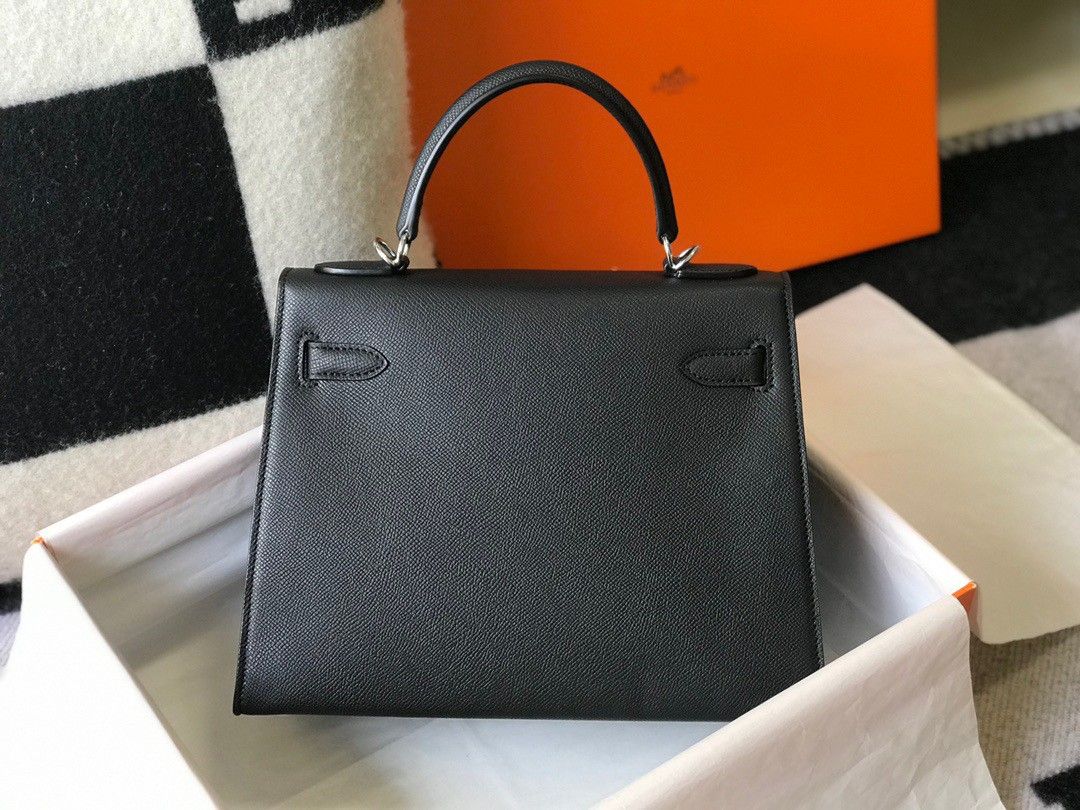 Hermes Kelly 25cm Sellier Bag in Black Epsom Calfskin