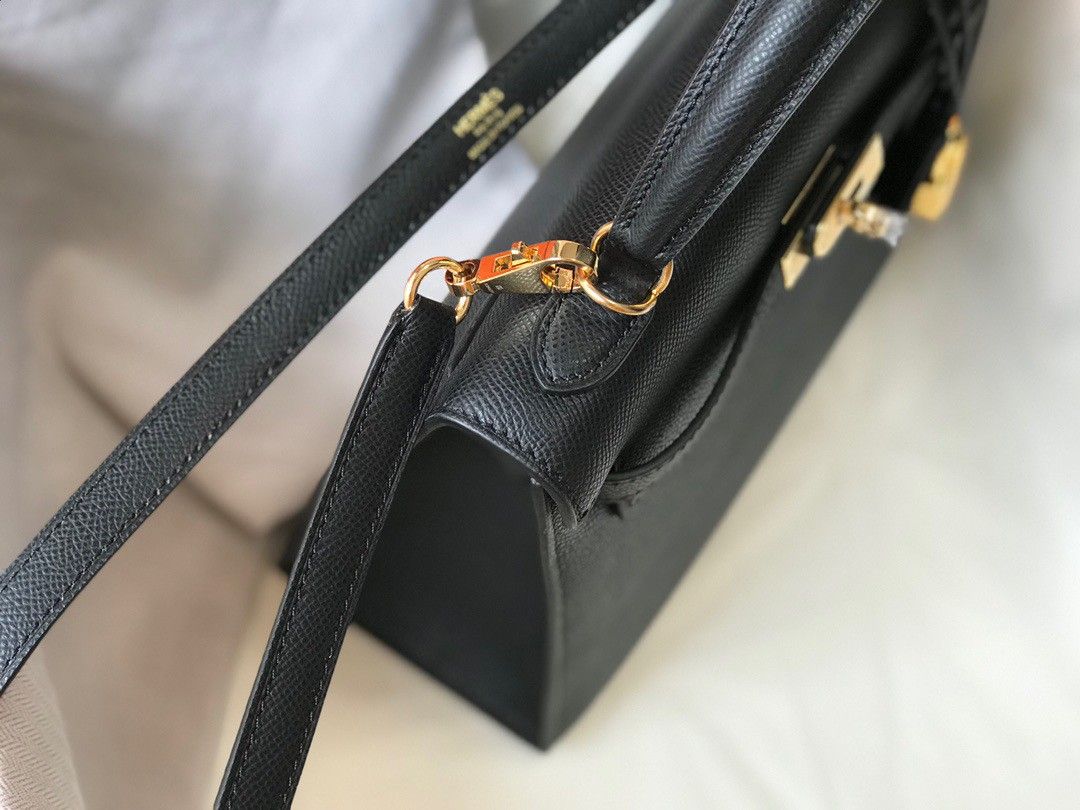 Hermes Kelly 25cm Sellier Bag in Black Epsom Calfskin