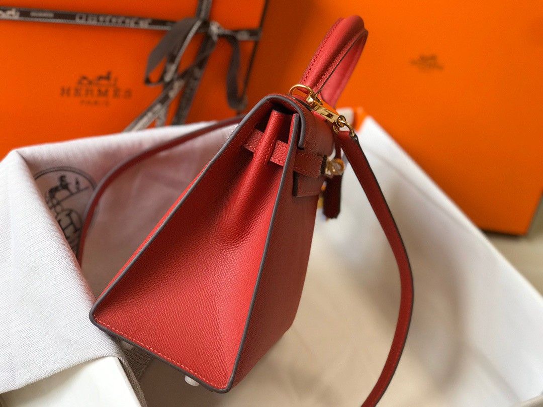 Hermes Kelly 25cm Sellier Bag in Red Epsom Calfskin GHW