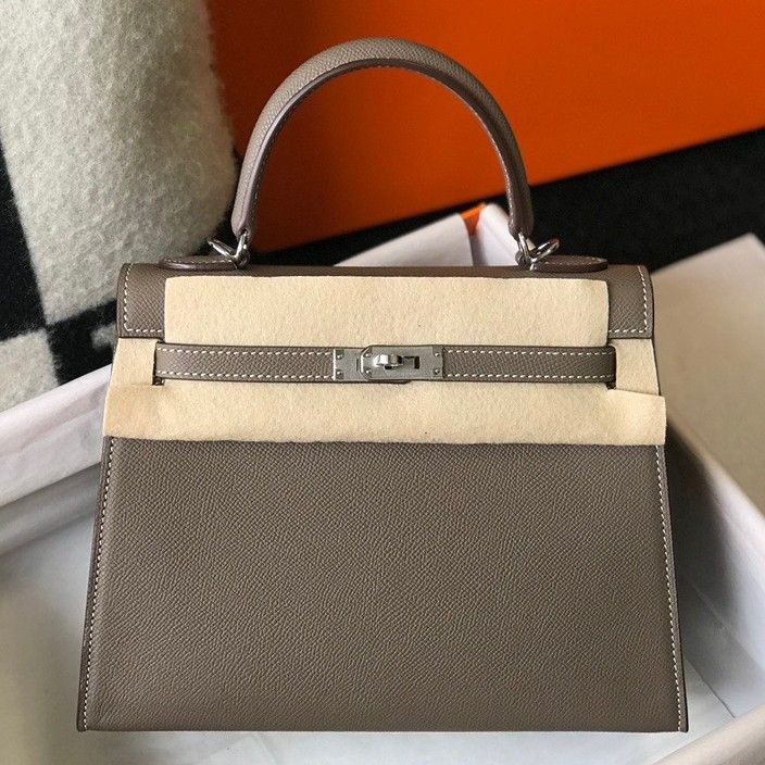 Hermes Kelly 25cm Sellier Bag in Taupe Epsom Calfskin