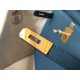 Hermes Kelly 28cm Retourne Bag in Blue Agate Clemence Leather GHW