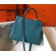 Hermes Kelly 28cm Retourne Bag in Blue Jean Clemence Leather GHW