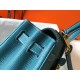 Hermes Kelly 28cm Retourne Bag in Blue Jean Clemence Leather GHW