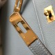 Hermes Kelly 28cm Retourne Bag in Blue Lin Clemence Leather GHW