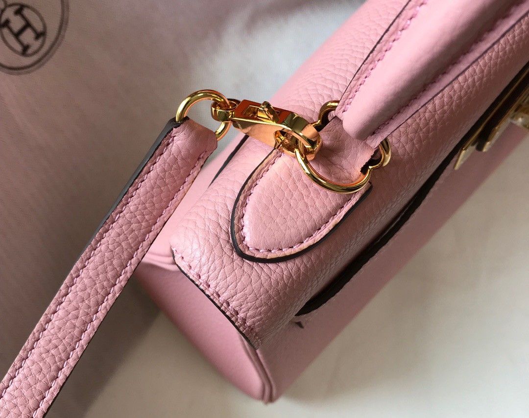 Hermes Kelly 28cm Retourne Bag in Pink Clemence Leather GHW