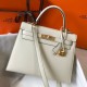 Hermes Kelly 28cm Sellier Bag in Craie Epsom Calfskin GHW