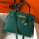 Hermes Kelly 28cm Sellier Bag in Malachite Epsom Calfskin GHW