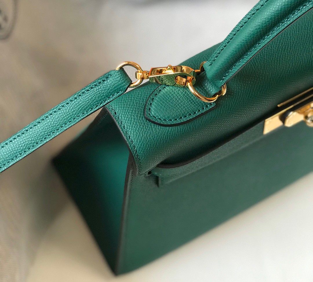 Hermes Kelly 28cm Sellier Bag in Malachite Epsom Calfskin GHW